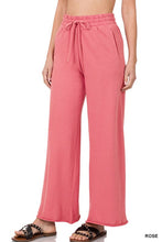 Load image into Gallery viewer, FRENCH TERRY DRAWSTRING WAIST RAW EDGE HEM PANTS