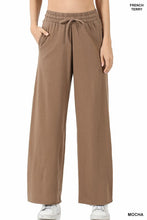 Load image into Gallery viewer, FRENCH TERRY DRAWSTRING WAIST RAW EDGE HEM PANTS