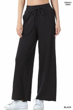 Load image into Gallery viewer, FRENCH TERRY DRAWSTRING WAIST RAW EDGE HEM PANTS