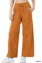 Load image into Gallery viewer, FRENCH TERRY DRAWSTRING WAIST RAW EDGE HEM PANTS