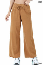 Load image into Gallery viewer, FRENCH TERRY DRAWSTRING WAIST RAW EDGE HEM PANTS