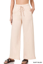 Load image into Gallery viewer, FRENCH TERRY DRAWSTRING WAIST RAW EDGE HEM PANTS
