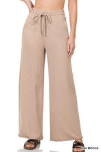 Load image into Gallery viewer, FRENCH TERRY DRAWSTRING WAIST RAW EDGE HEM PANTS
