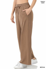 Load image into Gallery viewer, FRENCH TERRY DRAWSTRING WAIST RAW EDGE HEM PANTS
