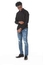 Load image into Gallery viewer, DISTRESSED RIP SLIM TAPER DENIM JEANS
