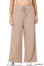 Load image into Gallery viewer, PLUS FRENCH TERRY DRAWSTRING RAW EDGE HEM PANTS
