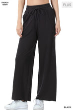 Load image into Gallery viewer, PLUS FRENCH TERRY DRAWSTRING RAW EDGE HEM PANTS
