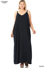 Load image into Gallery viewer, PLUS V-NECK CAMI MAXI DRESS WITH SIDE POCKETS
