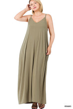 Load image into Gallery viewer, PLUS V-NECK CAMI MAXI DRESS WITH SIDE POCKETS
